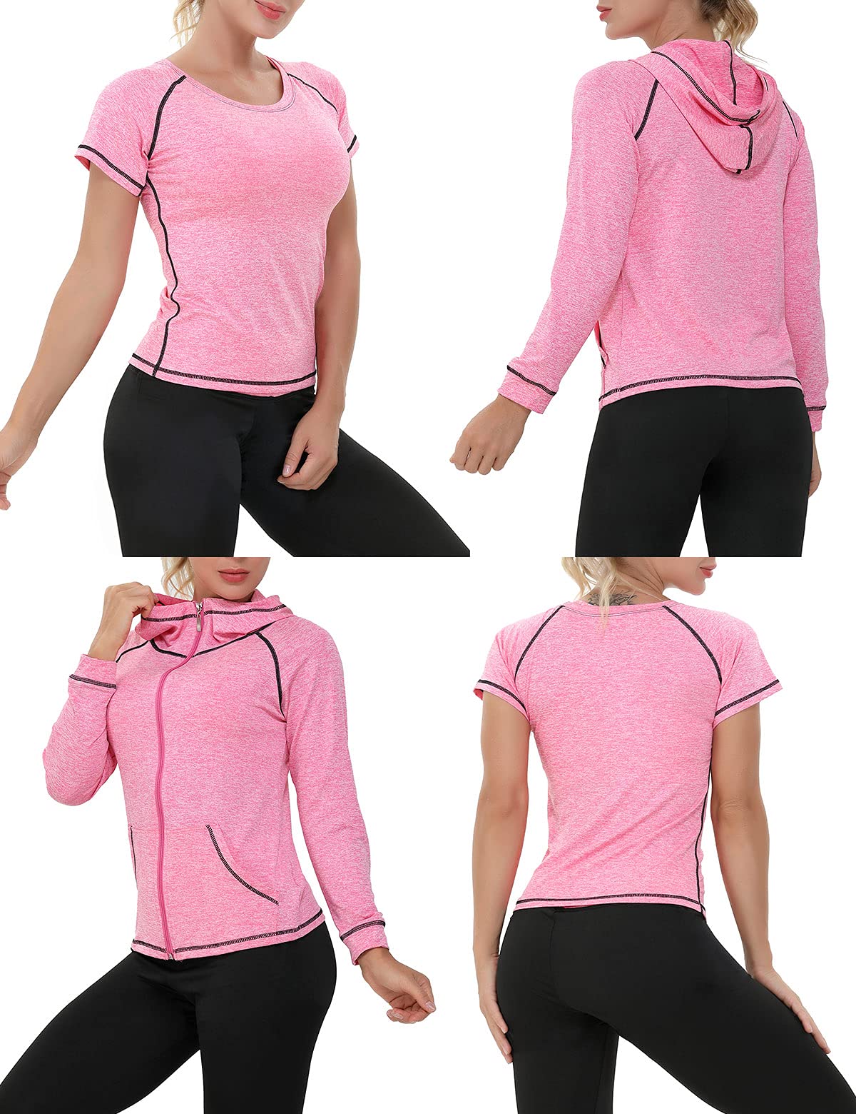 Women's 5pcs Yoga Suit Ladies Workout Outfit Sportsuits Running Jogging Gym Sweatsuit Women's Activewear Sets Sport Yoga Fitness Clothing