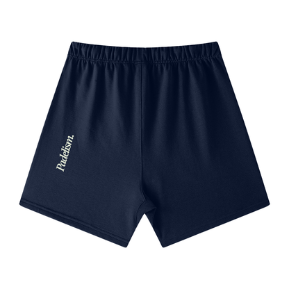 Navy off-court shorts with elastic waistband and Padelsmith logo
