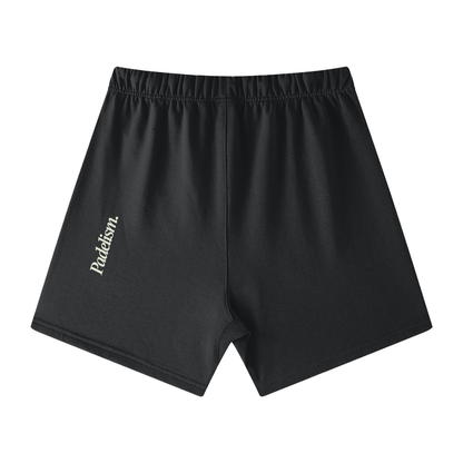 Black off-court shorts with elastic waistband and Padelsmith logo on left leg