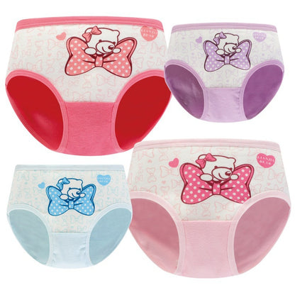 Girls' Cotton Cartoon Briefs – 4-Pack
