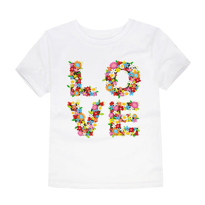 Children’s Cartoon Print Cotton Crew-Neck T-Shirt
