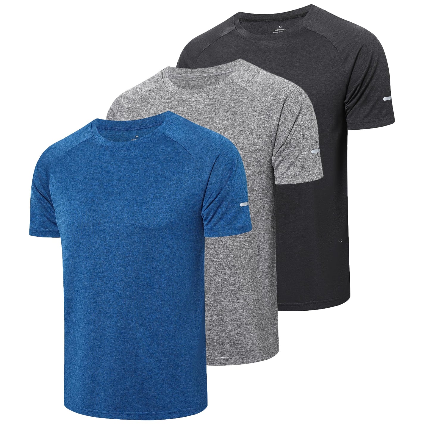 Gaiatiger 3 Pack Mens T-Shirts Dry-Fit Short Sleeve T-Shirts Moisture Wicking Active Athletic Running Tops Men Work Shirts