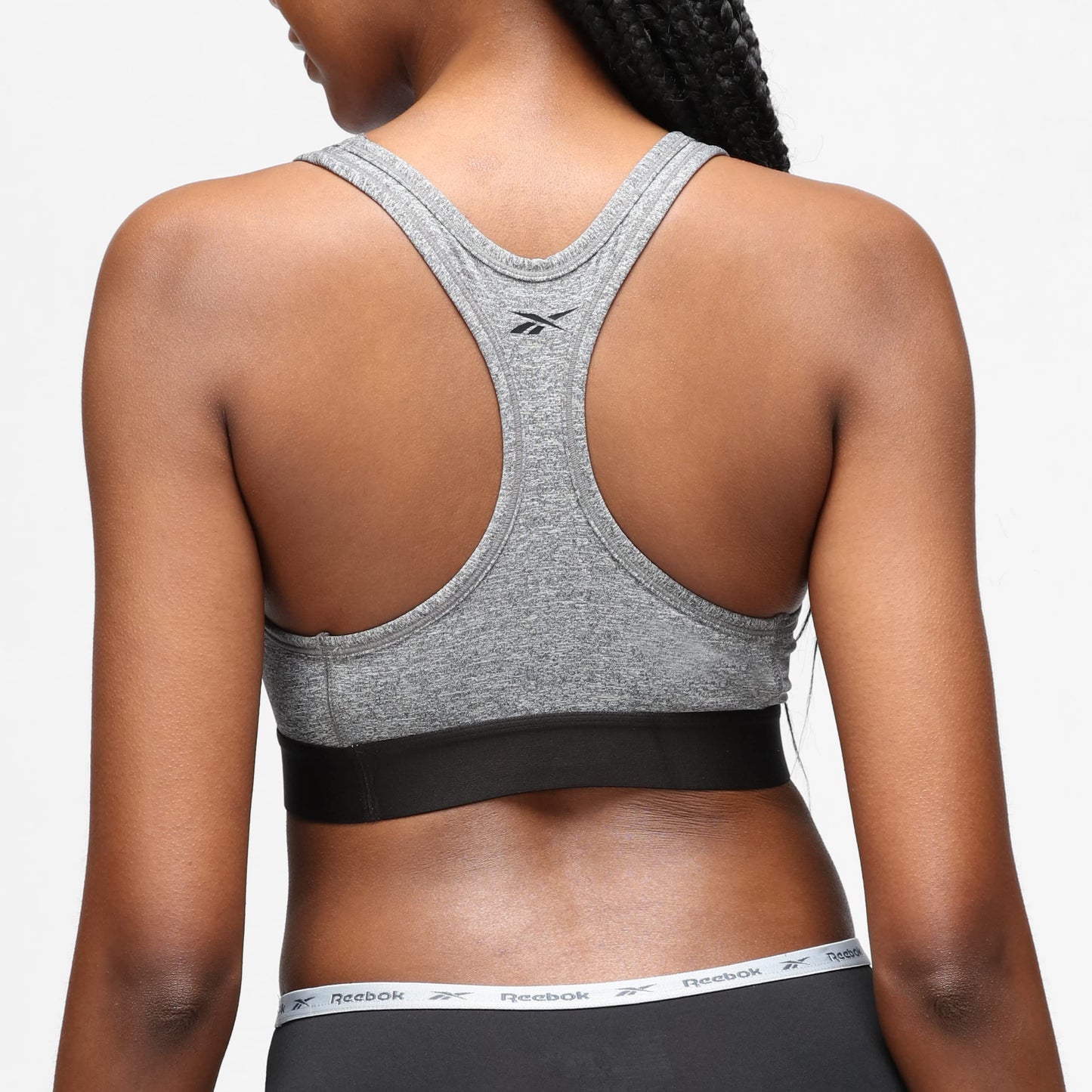 Women’s Reebok Steffi Crop Top, Stretch Cropped Sports Top with Racer Back - Black