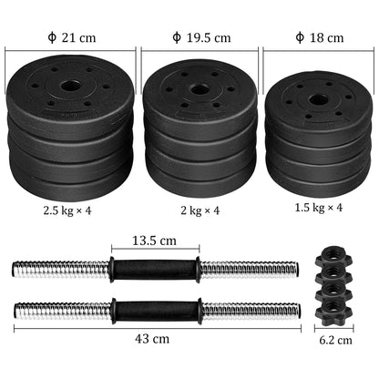 Yaheetech 30KG/25KG/20KG/15KG Adjustable Dumbbells