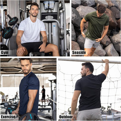ZENGVEE 3 Pack Gym Shirts Men