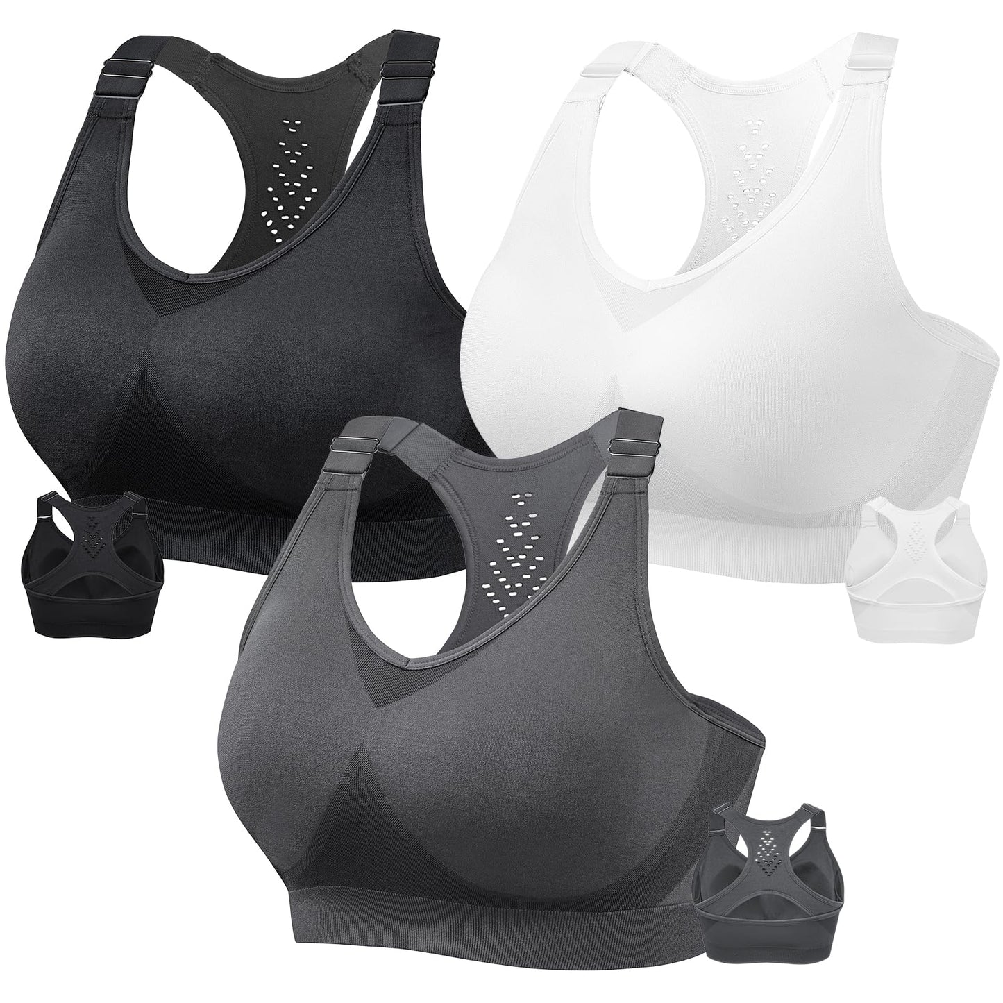 FITTIN Adjustable Sports Bras for Women: Padded Racerback Seamless Workout Yoga Bras