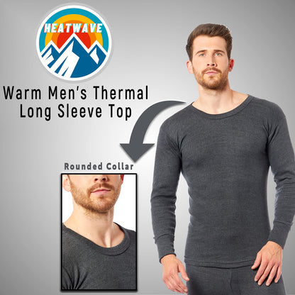 Heatwave® Pack of 2 Men's Thermal Long Sleeve Top, Warm Underwear Baselayer, S M L XL XXL Thermals