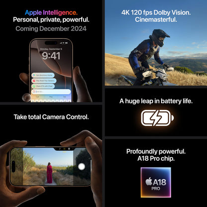 Apple iPhone 16 Pro 256 GB: 5G Mobile phone with Camera Control, 4K 120 fps Dolby Vision and a Huge Leap in Battery Life. Works with AirPods; Black Titanium