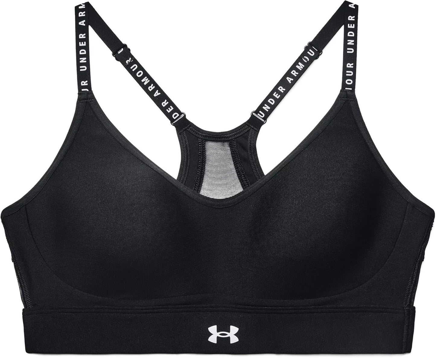 Under Armour Women's Infinity Covered Low-Impact Sports Bra, Opaque, (001) Black/Black/White, S