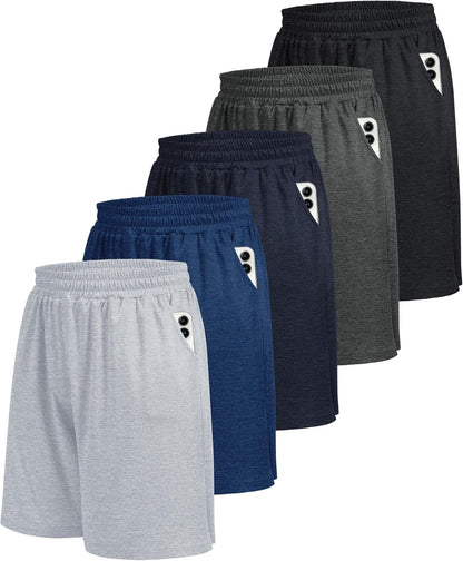 5 Pack Athletic Gym Mens Shorts