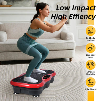 EVOLAND Vibration Plate Exercise Machine, Vibration Fitness Trainer with Bluetooth Speaker, 5 Program Modes, 2 Resistance Bands, Home Exercise Equipment for Fitness Body Toning