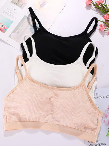 Boao 3 Pieces Mini Camisole Bra Padded Brassiere Tank Top Brassiere Women Sports Bra with Straps