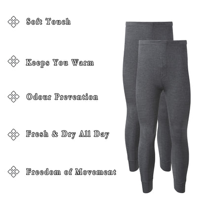 Heatwave® Pack of 2 Men's Thermal Trousers Long Johns Warm Underwear Baselayer, S M L XL XXL Thermals