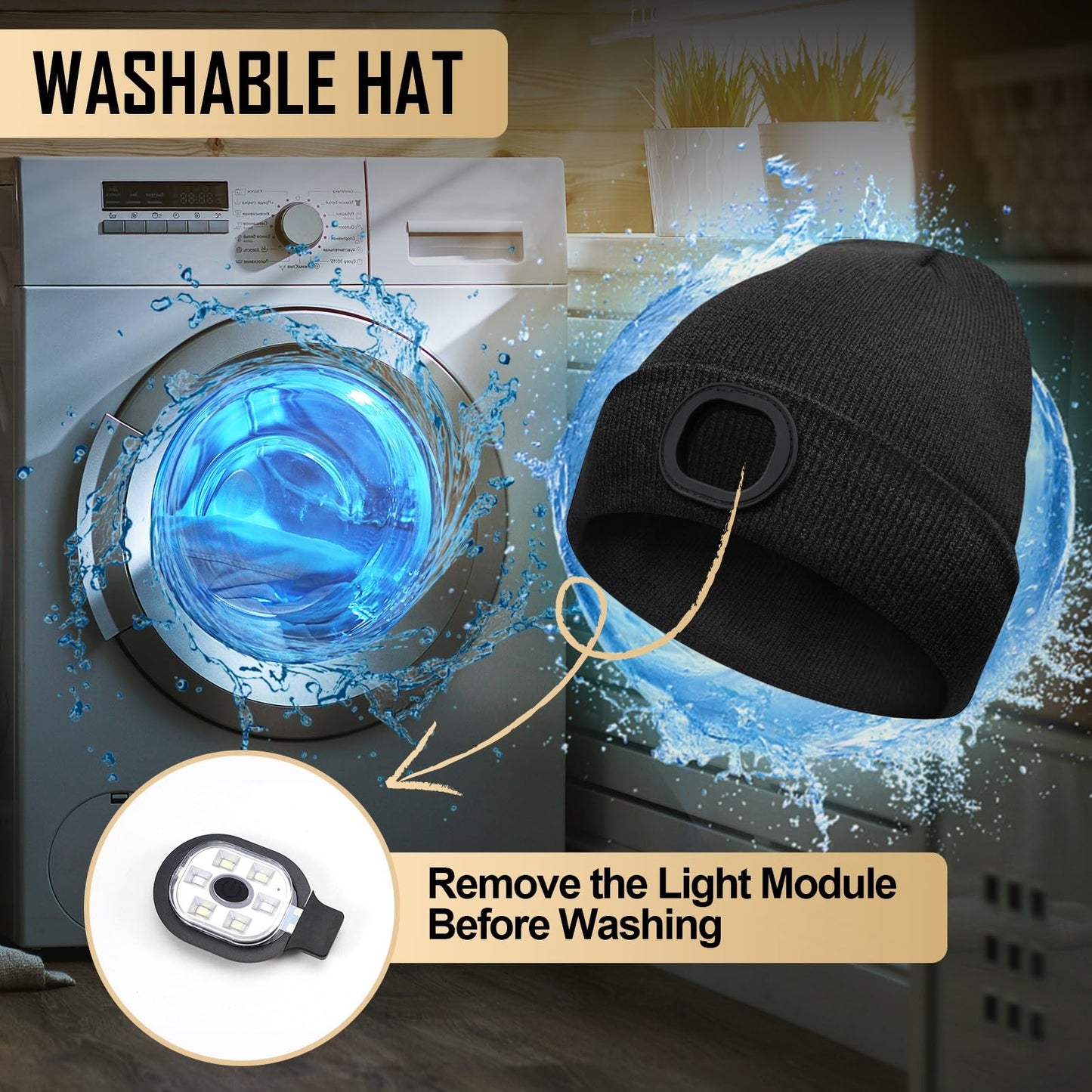 Hinshark Gifts for Men, Stocking Fillers for Men, Beanie Hat Men with LED Light Christmas Gifts for Him, Rechargeable Mens Beanie Hat Secret Santa Gifts for Men Who Have Everything, Men Birthday Gifts