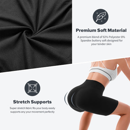 SINOPHANT High Waisted Cycling Shorts Women - Tummy Control Buttery Soft Biker Yoga Running Gym Black Workout Athletic Shorts