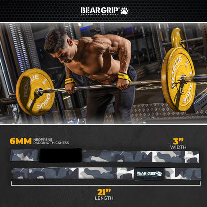 BEAR GRIP Straps - Premium Neoprene Padded Heavy Duty Double Stitched Weight Lifting Gym Straps