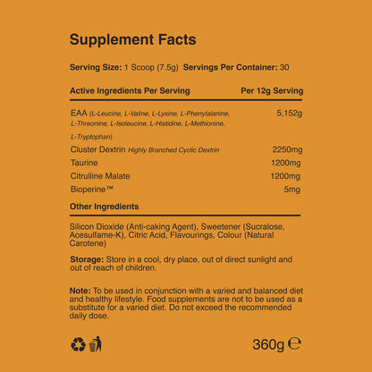 Warrior EAA - Essential Amino Acids - 360g - Provides Exceptional Support for Recovery & Muscle Soreness - Formula Includes Cyclic Dextrin, Taurine and More, Blue Raspberry