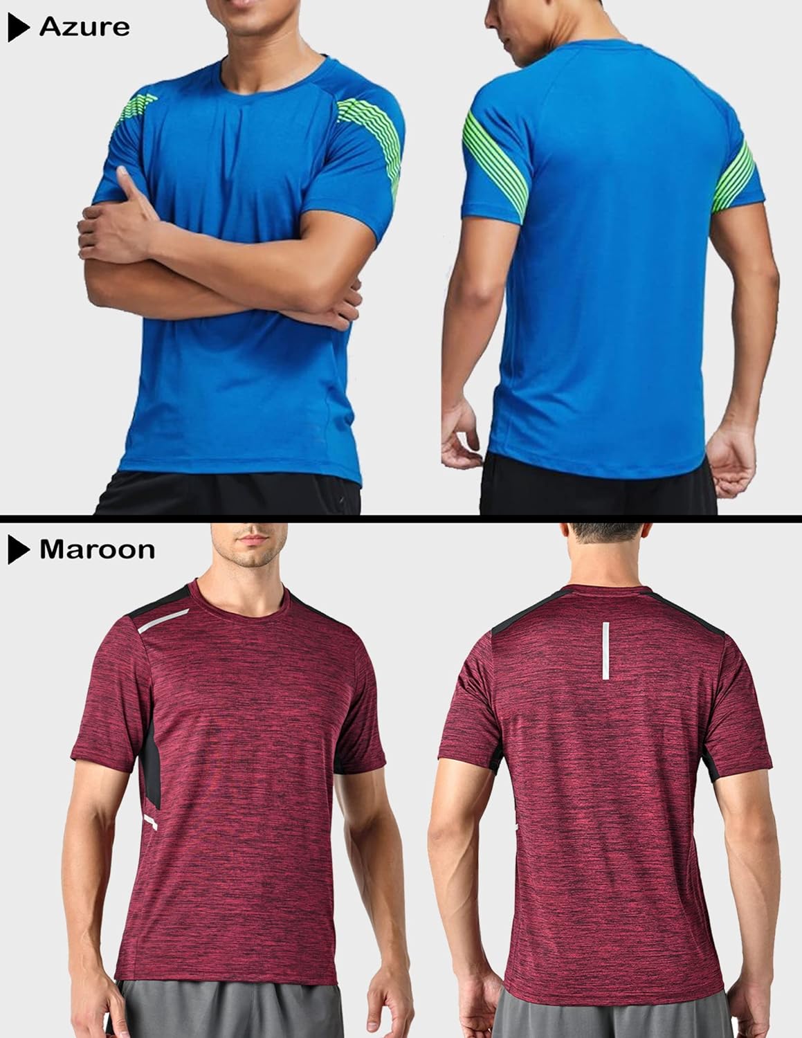 Liberty Imports 5 Pack Men’s Active Quick Dry Crew Neck T Shirts | Athletic Running Gym Workout Short Sleeve Tee Tops Bulk