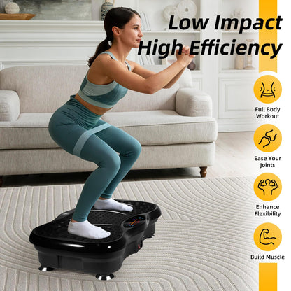 EVOLAND Vibration Plate Exercise Machine, Vibration Fitness Trainer with Bluetooth Speaker, 5 Program Modes, 2 Resistance Bands, Home Exercise Equipment for Fitness Body Toning