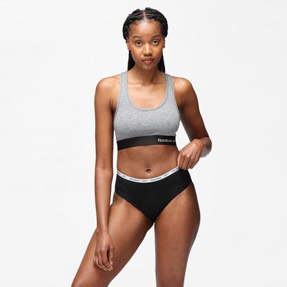 Women’s Reebok Steffi Crop Top, Stretch Cropped Sports Top with Racer Back - Black