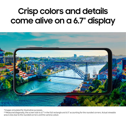 Samsung Galaxy A16 4G smartphone with 6.7-inch display showing colorful landscape