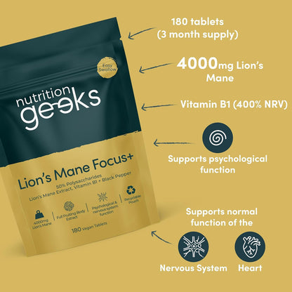 Lions Mane Supplement 4000mg with Vitamin B1 & Black Pepper