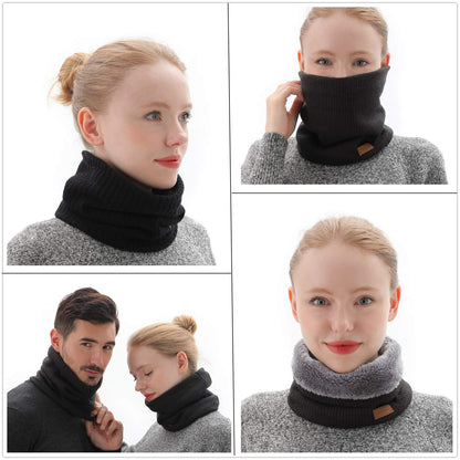 NovForth Winter Neck Warmer Fleece Lined Infinity Scarf Thicken Windproof and Dust Skiing Circle for mens women Double-Layer Fleece Lining Knit