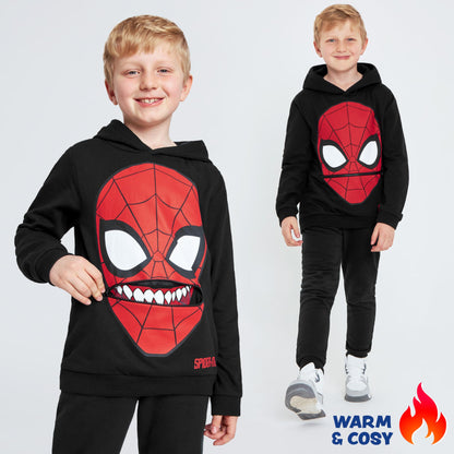 Marvel Boys Hoodie - Spiderman Hooded Sweatshirt Warm Soft Lounge Wear Activewear Pullover 3-12 Years - Gifts for Boys