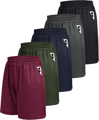 5 Pack Athletic Gym Mens Shorts