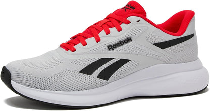 Reebok men’s running shoes in white with red accents, breathable mesh upper and padded sole