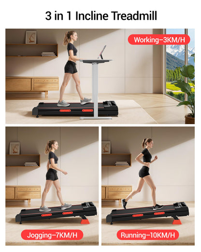 Walking Pad Treadmill with 15% Incline, 3 in 1 Under Desk Treadmill