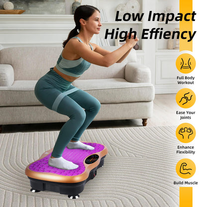 EVOLAND Vibration Plate Exercise Machine, Vibration Fitness Trainer with Bluetooth Speaker, 5 Program Modes, 2 Resistance Bands, Home Exercise Equipment for Fitness Body Toning