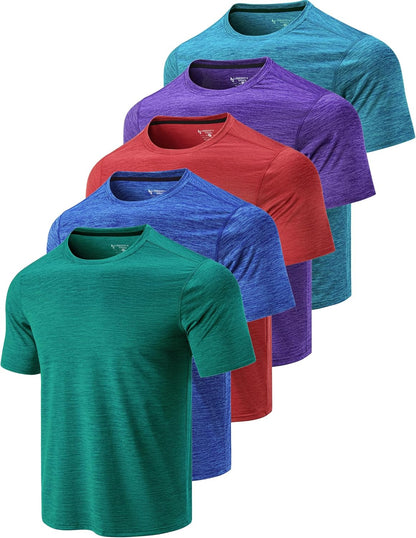 Liberty Imports 5 Pack Men’s Active Quick Dry Crew Neck T Shirts | Athletic Running Gym Workout Short Sleeve Tee Tops Bulk