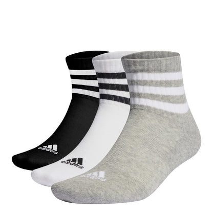 adidas Unisex 3-stripes Cushioned Sportswear Mid-cut Socks 3 Pairs Ankle Socks (pack of 3)