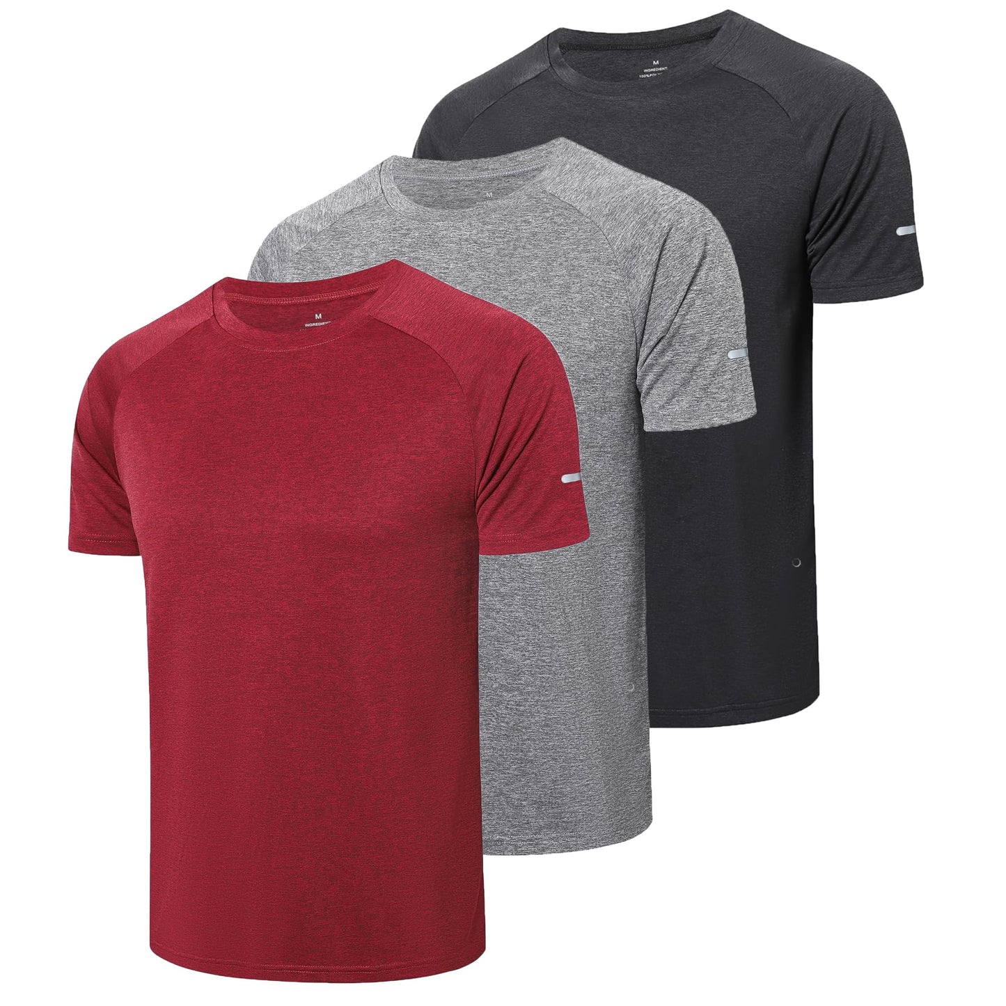 Gaiatiger 3 Pack Mens T-Shirts Dry-Fit Short Sleeve T-Shirts Moisture Wicking Active Athletic Running Tops Men Work Shirts