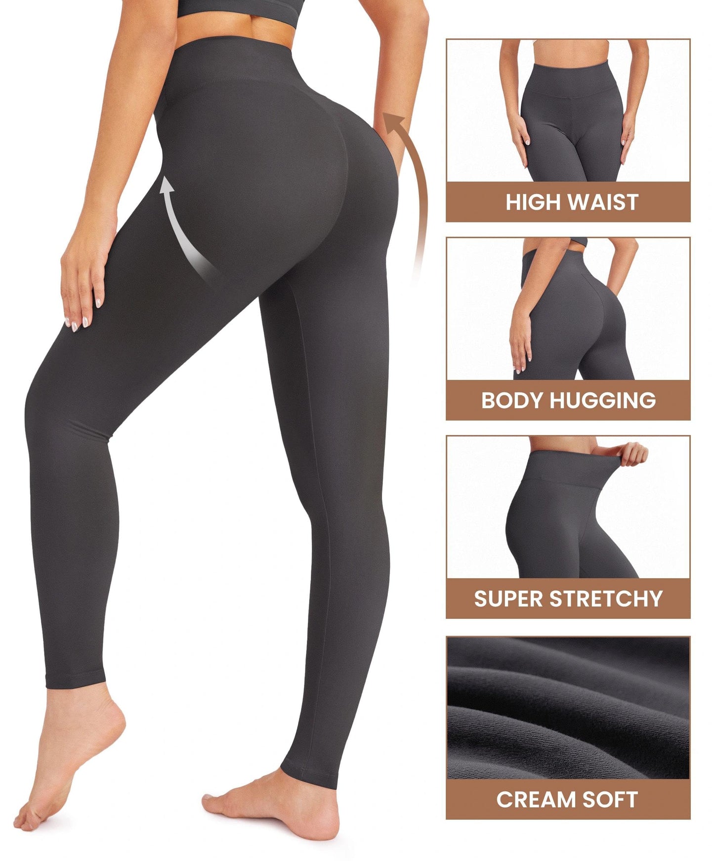 VALANDY Creamlush 3 Pack Leggings for Women High Waisted
