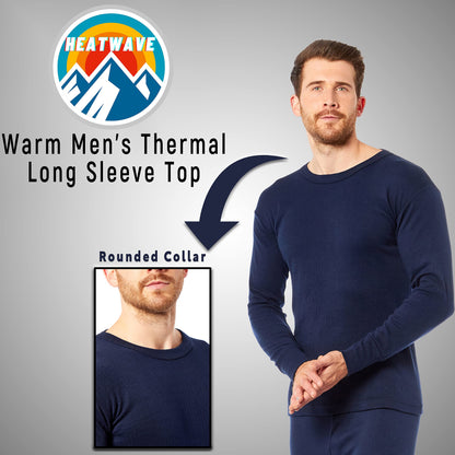 Heatwave® Pack of 2 Men's Thermal Long Sleeve Top, Warm Underwear Baselayer, S M L XL XXL Thermals