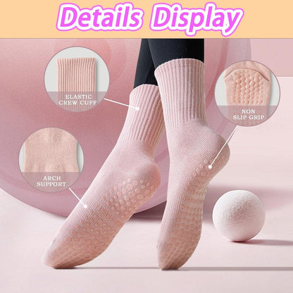ZANZER Pilates Yoga Socks with Grips for Women,Non-Slip Yoga Crew Socks for Sport,Hospital,Ballet,Barre,Dance,Barefoot,Workout Anti-Skid Athletic Socks