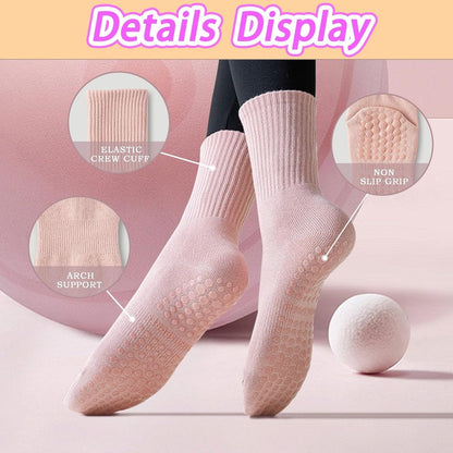 ZANZER Pilates Yoga Socks with Grips for Women,Non-Slip Yoga Crew Socks for Sport,Hospital,Ballet,Barre,Dance,Barefoot,Workout Anti-Skid Athletic Socks