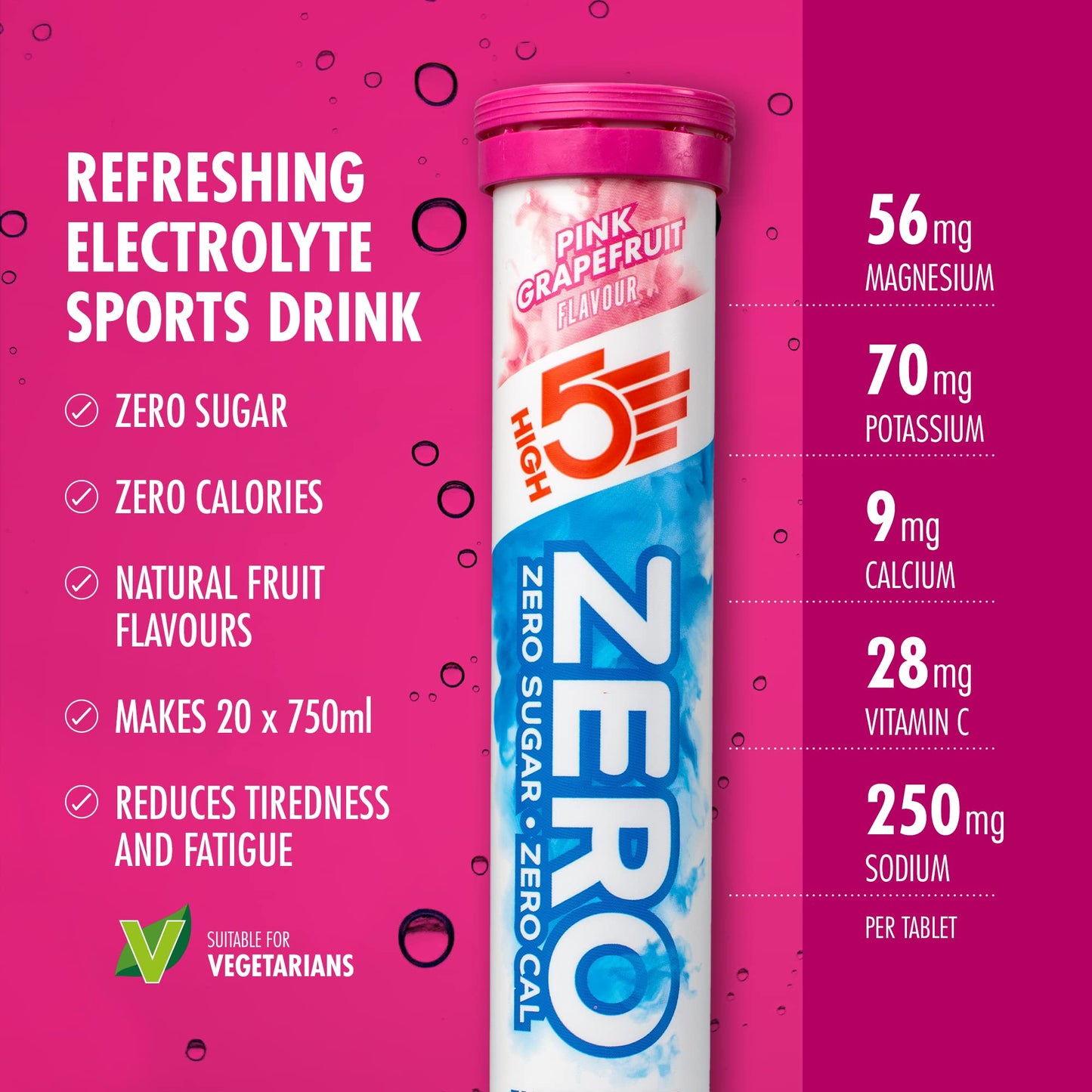 HIGH5 ZERO Electrolyte Tablets | Hydration Tablets Enhanced with Vitamin C | 0 Calories & Sugar Free | Boost Hydration, Performance & Wellness | Blackcurrant, 20 Tablets (20x, Pack of 1)