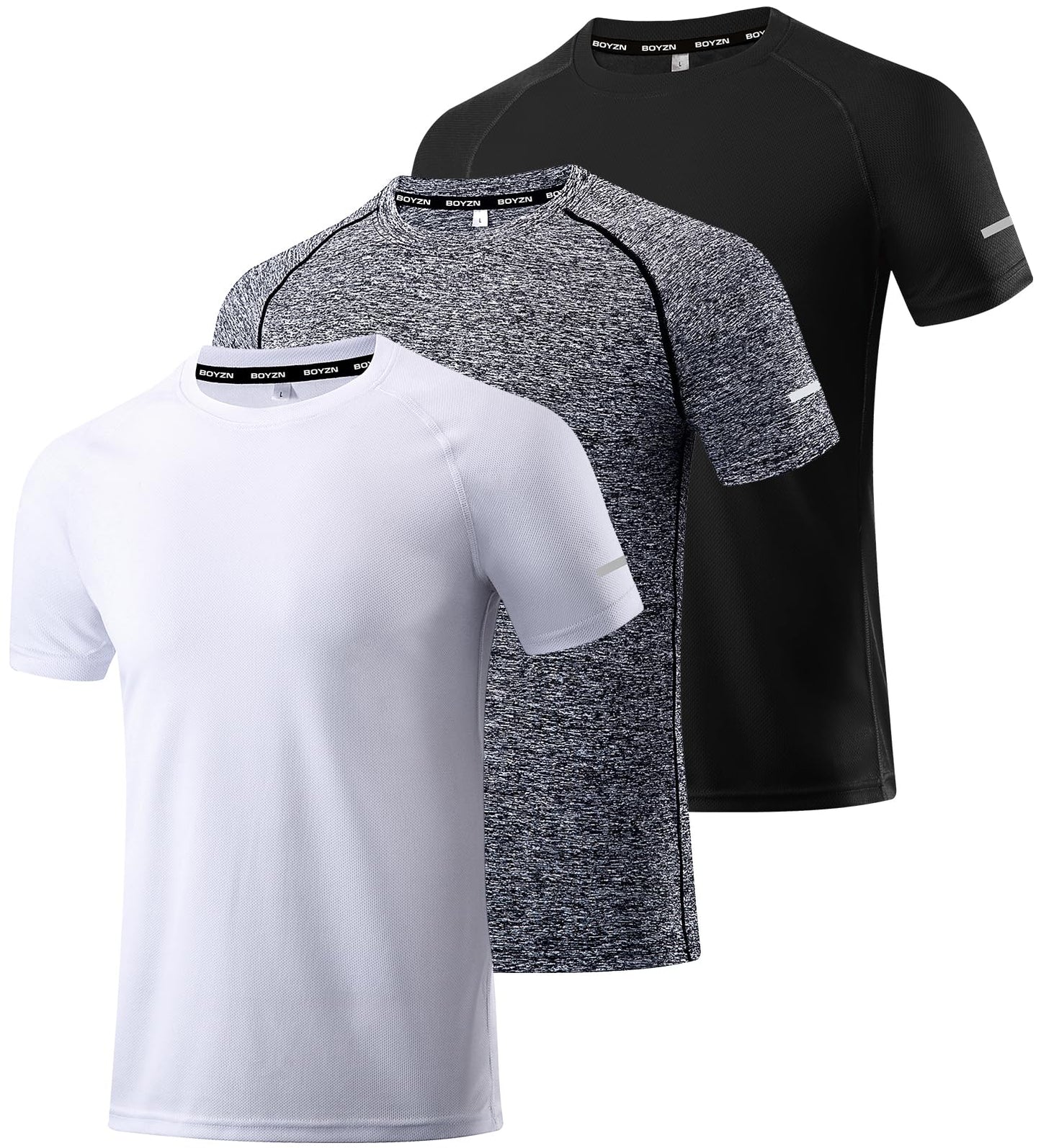 Boyzn 1, 3 or 5 Pack Men's Workout Running Shirts, Dry Fit Moisture Wicking T-Shirts, Sports Gym Athletic Short Sleeve Shirts