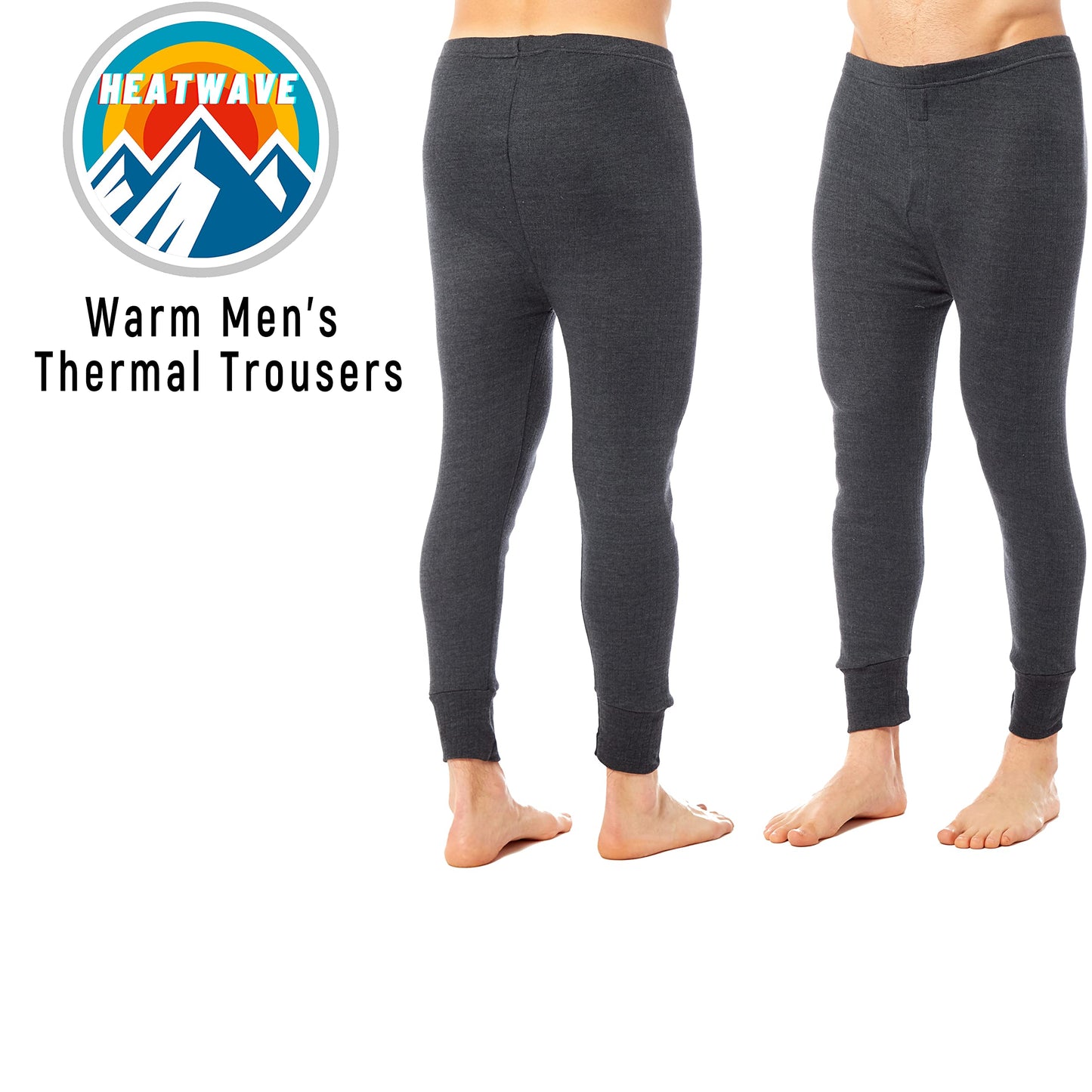 Heatwave® Pack of 2 Men's Thermal Trousers Long Johns Warm Underwear Baselayer, S M L XL XXL Thermals