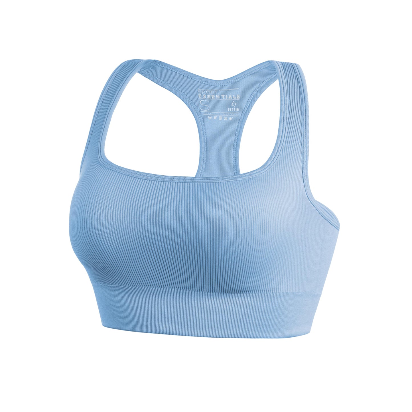 FITTIN Padded Sports Bra for Women ：Ribbed Racerback Seamless Wireless Workout Bras Pack