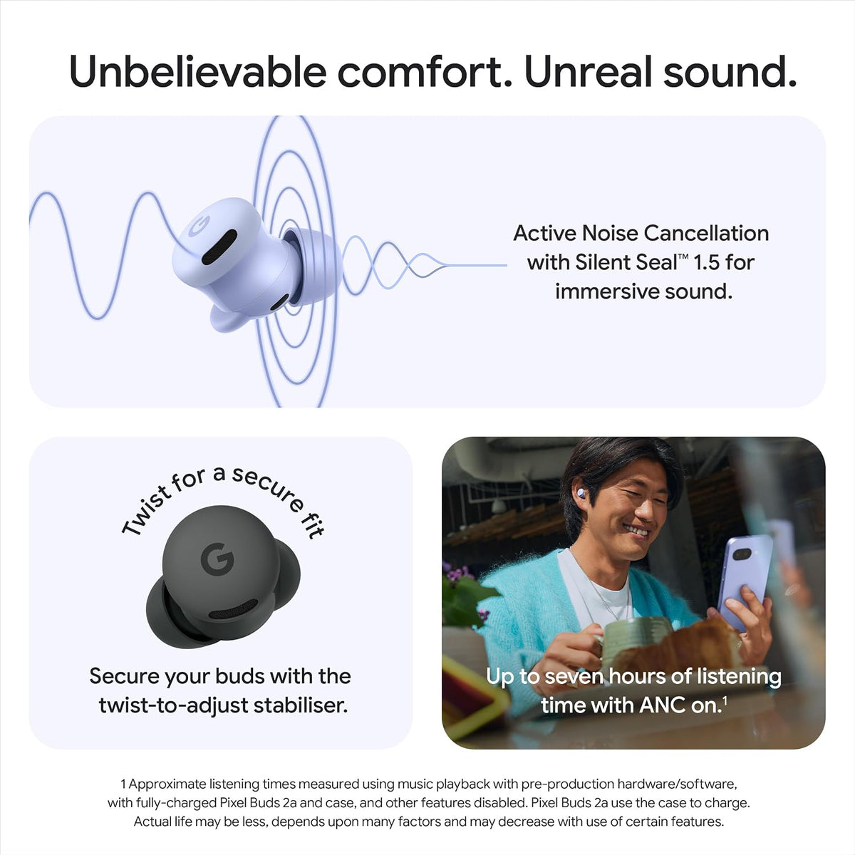 Wireless earbuds with active noise cancellation and charging case