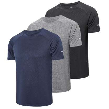 Gaiatiger 3 Pack Mens T-Shirts Dry-Fit Short Sleeve T-Shirts Moisture Wicking Active Athletic Running Tops Men Work Shirts