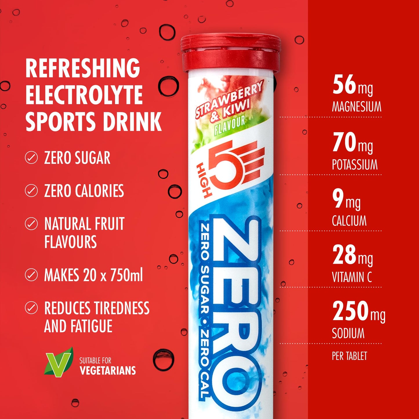 HIGH5 ZERO Electrolyte Tablets | Hydration Tablets Enhanced with Vitamin C | 0 Calories & Sugar Free | Boost Hydration, Performance & Wellness | Blackcurrant, 20 Tablets (20x, Pack of 1)