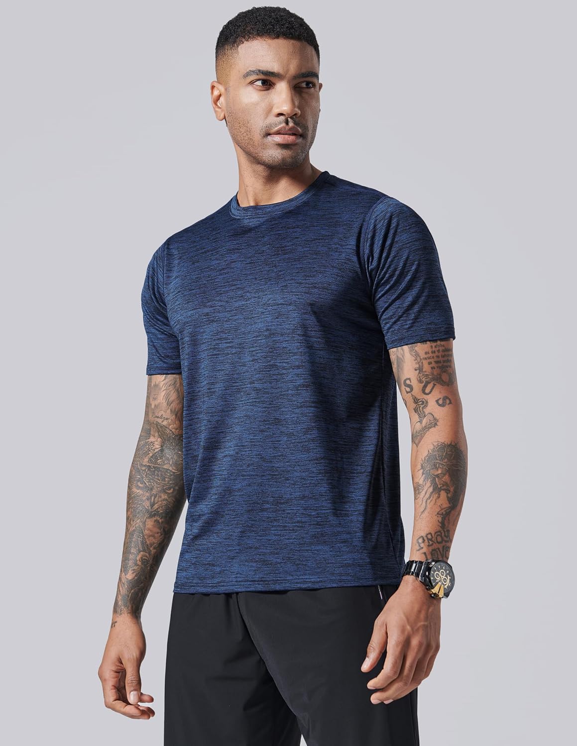 Liberty Imports 5 Pack Men’s Active Quick Dry Crew Neck T Shirts | Athletic Running Gym Workout Short Sleeve Tee Tops Bulk