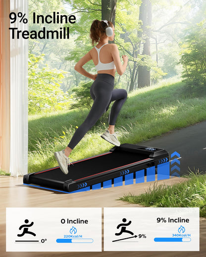 Walking Pad Treadmill with 15% Incline, 3 in 1 Under Desk Treadmill