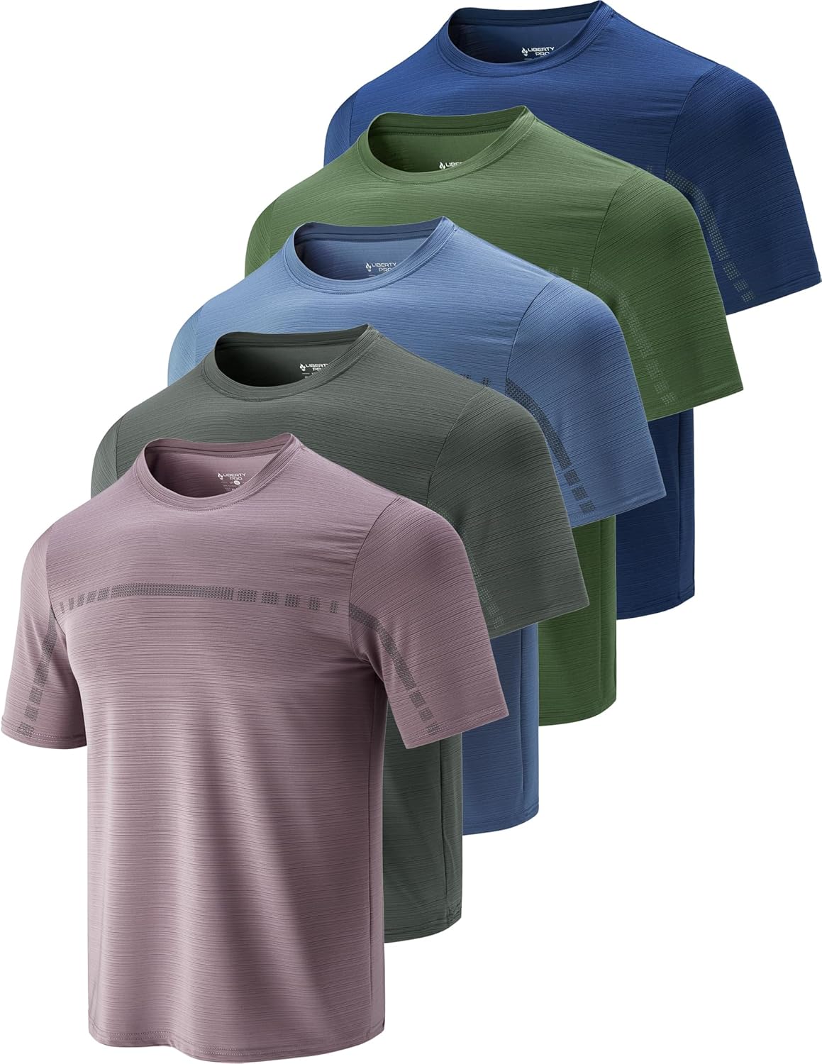 Liberty Imports 5 Pack Men’s Active Quick Dry Crew Neck T Shirts | Athletic Running Gym Workout Short Sleeve Tee Tops Bulk