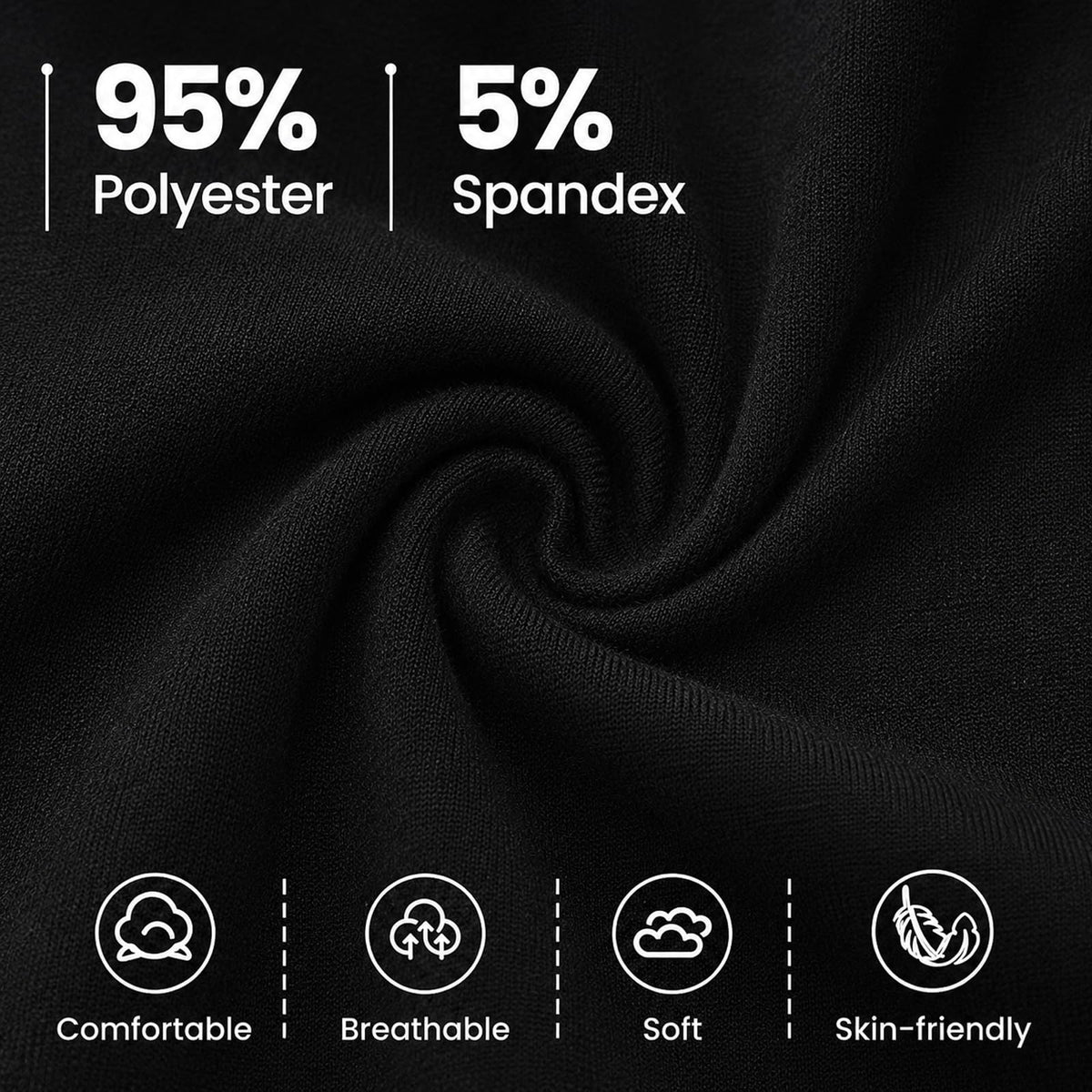 Black knit leggings fabric, 95% polyester and 5% spandex blend